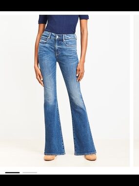 LOFT Mid Blue High-Rise Flare Jeans